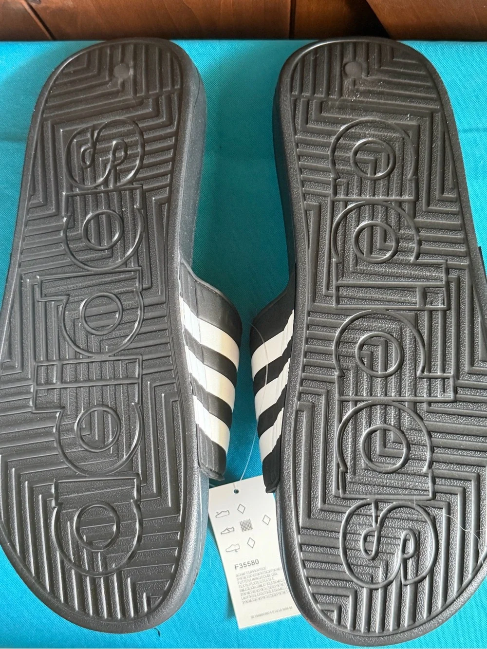 Adidas Adissage Men's Slides Size 13 NIB F35580 Black/White